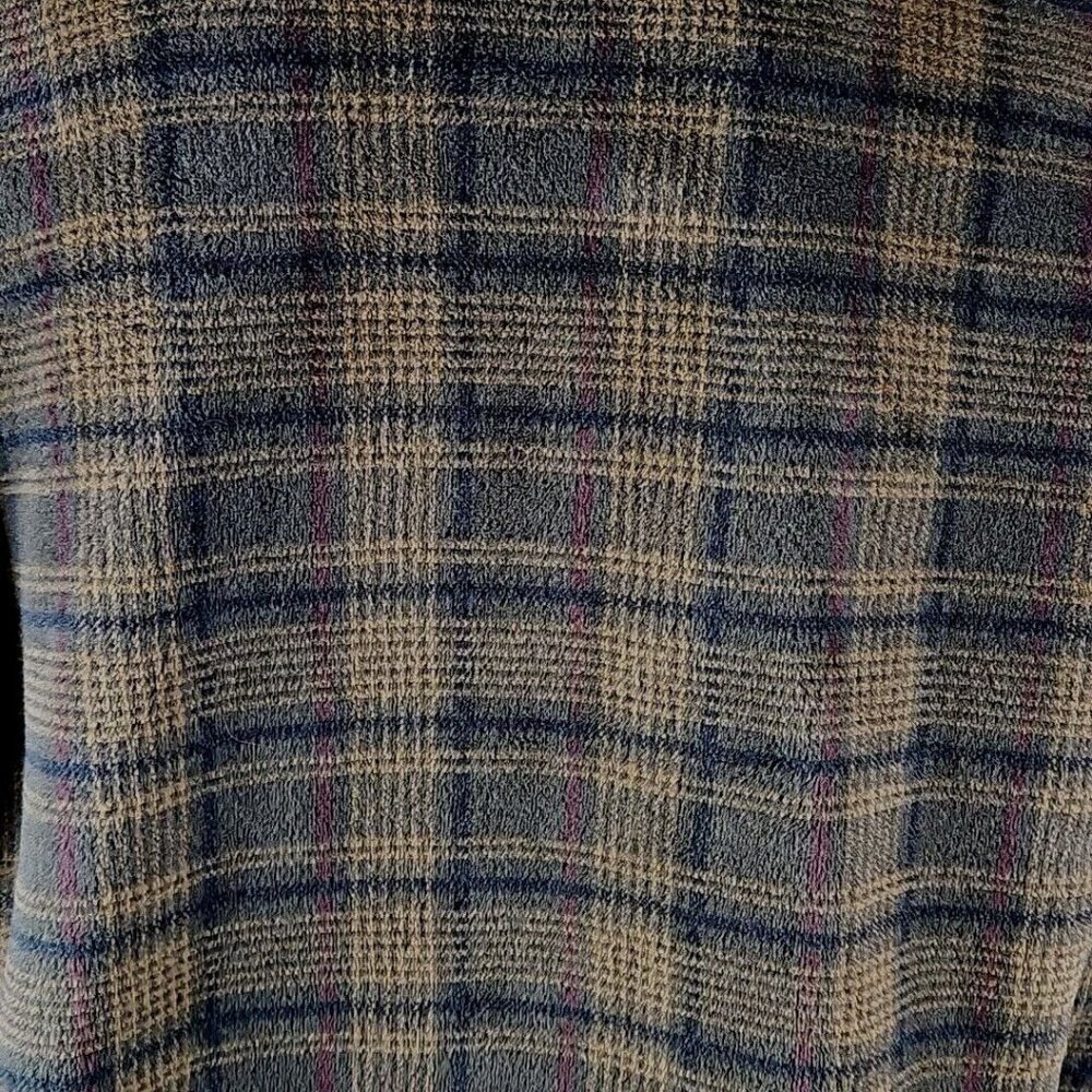 Orvis Fleece Teddy Jacket Mens XL Brown Black Plaid Faux Suede Utility Vintage - Picture 4 of 13